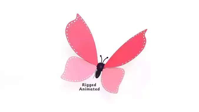 Butterfly Wing Flapping 02 Animated for Game Low-poly 3D model