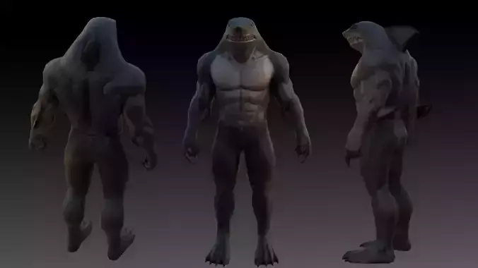 King Shark 3D Model High Quality Rigged Low-poly 3D model