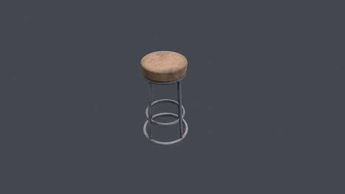Tall Wooden chair Low-poly 3D model