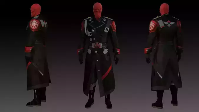 Red Skull Marvel 3D Model High-Quality Rigged Low-poly 3D model