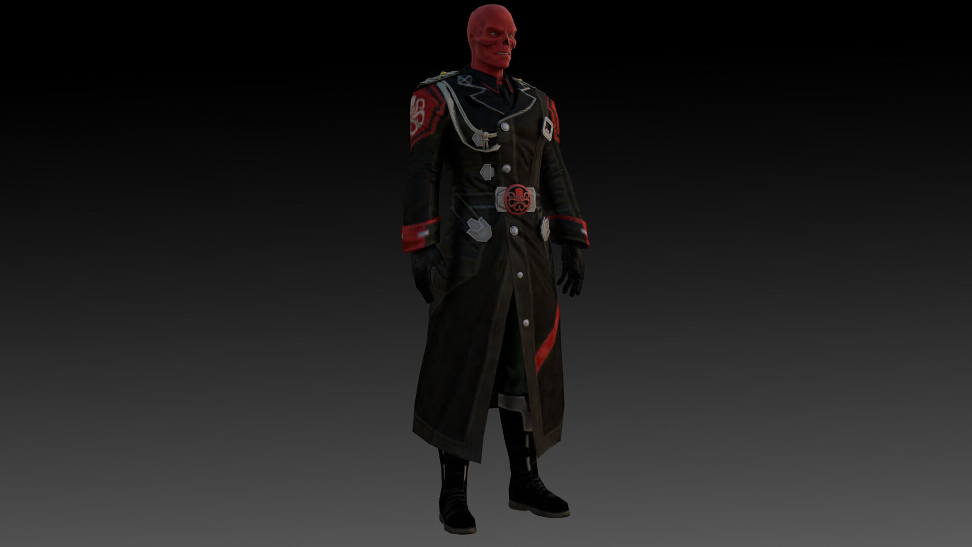 Red Skull Marvel 3D Model High-Quality Rigged Low-poly 3D model_8