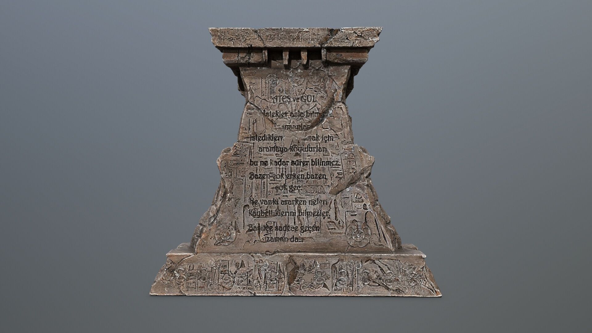 Lion fountain Low-poly 3D model_8