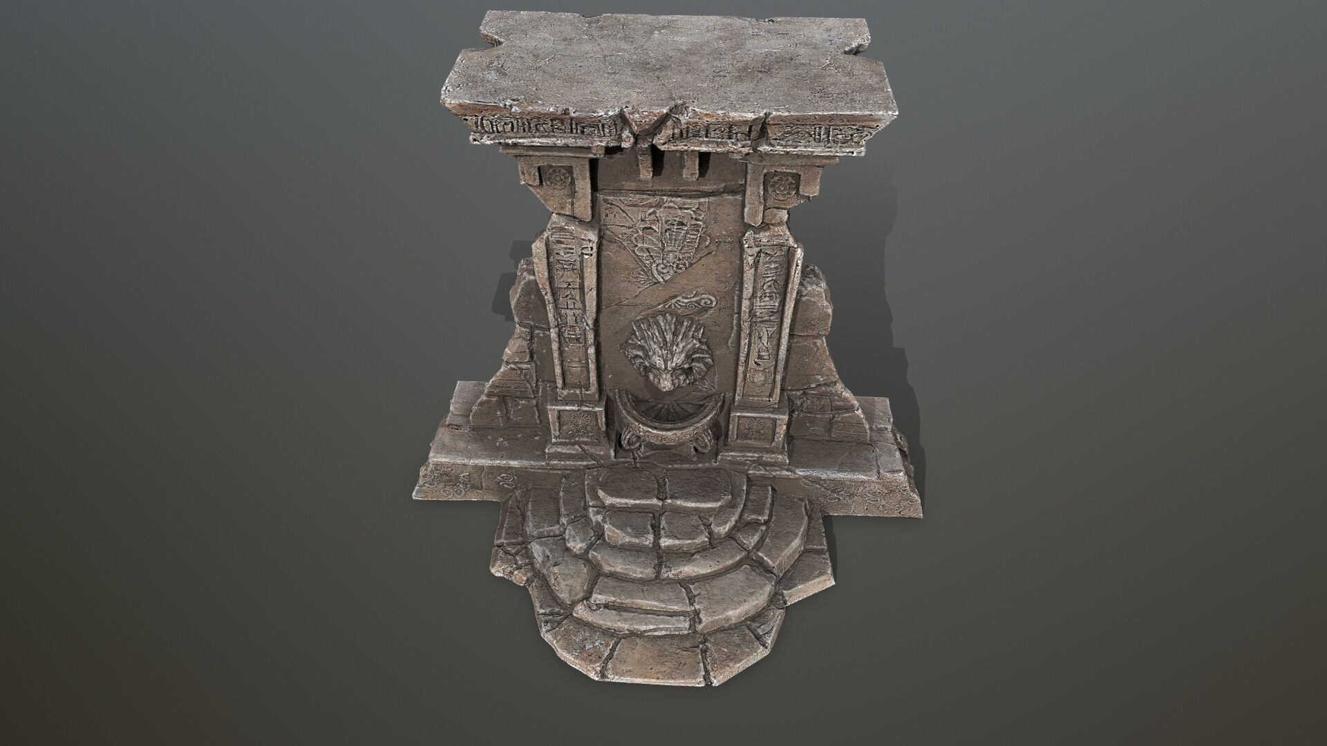 Lion fountain Low-poly 3D model_13