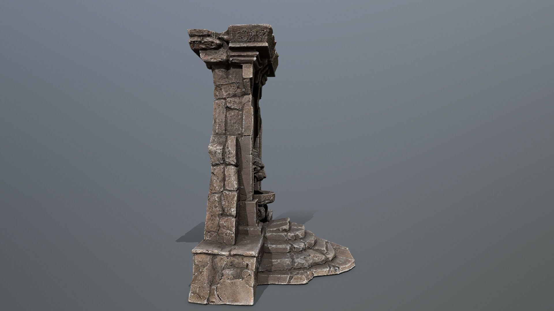 Lion fountain Low-poly 3D model_10