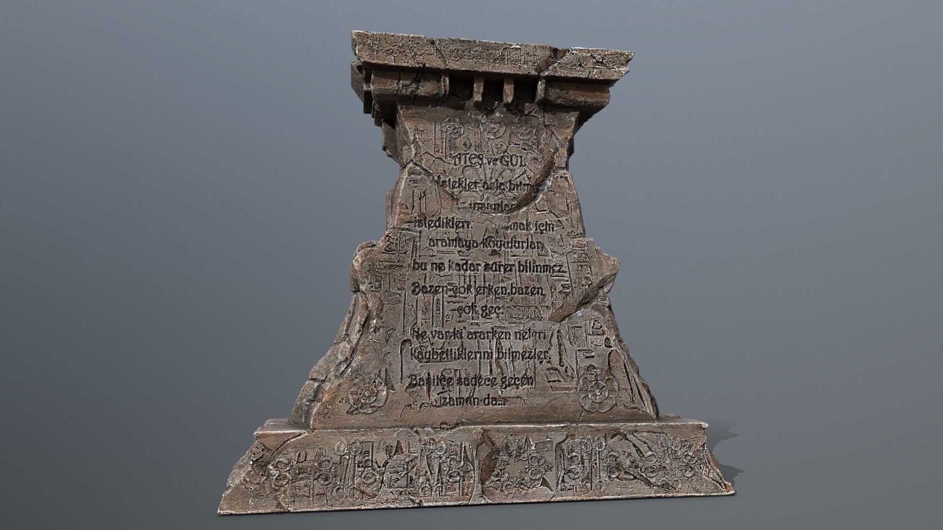 Lion fountain Low-poly 3D model_3