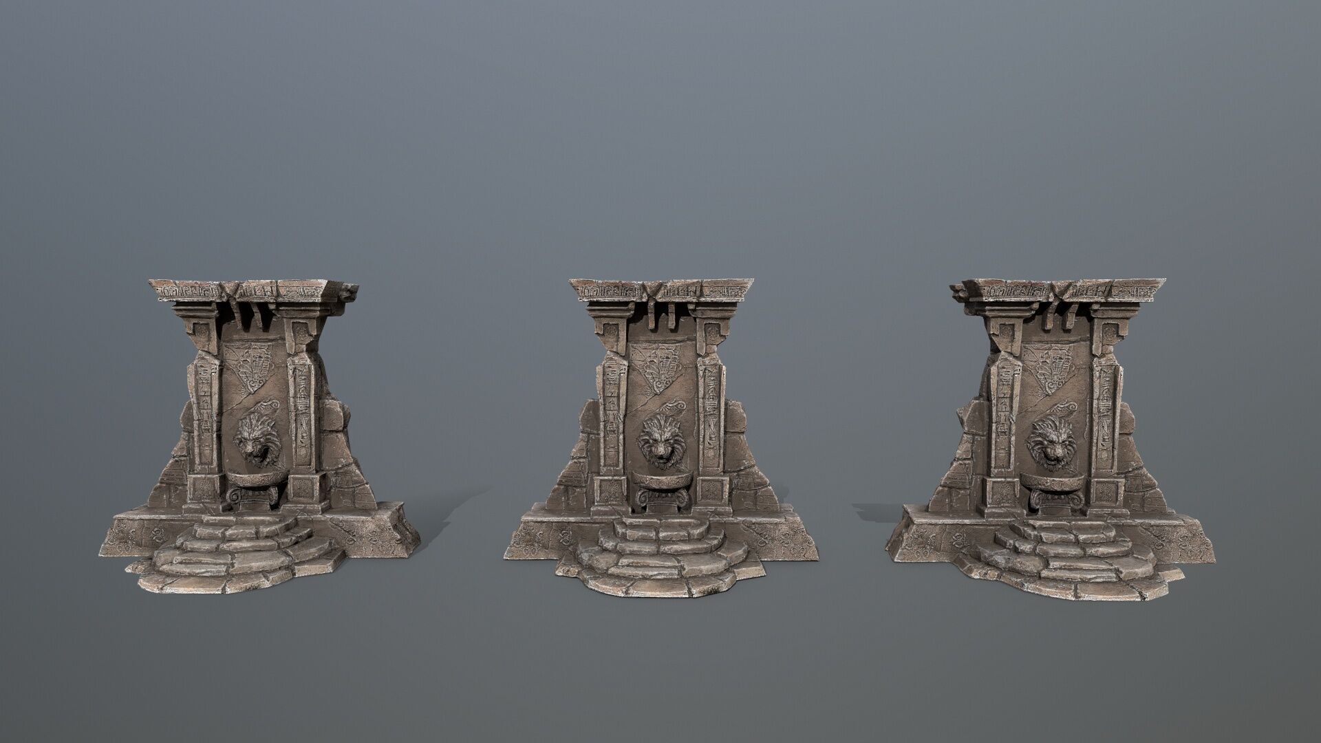 Lion fountain Low-poly 3D model_14