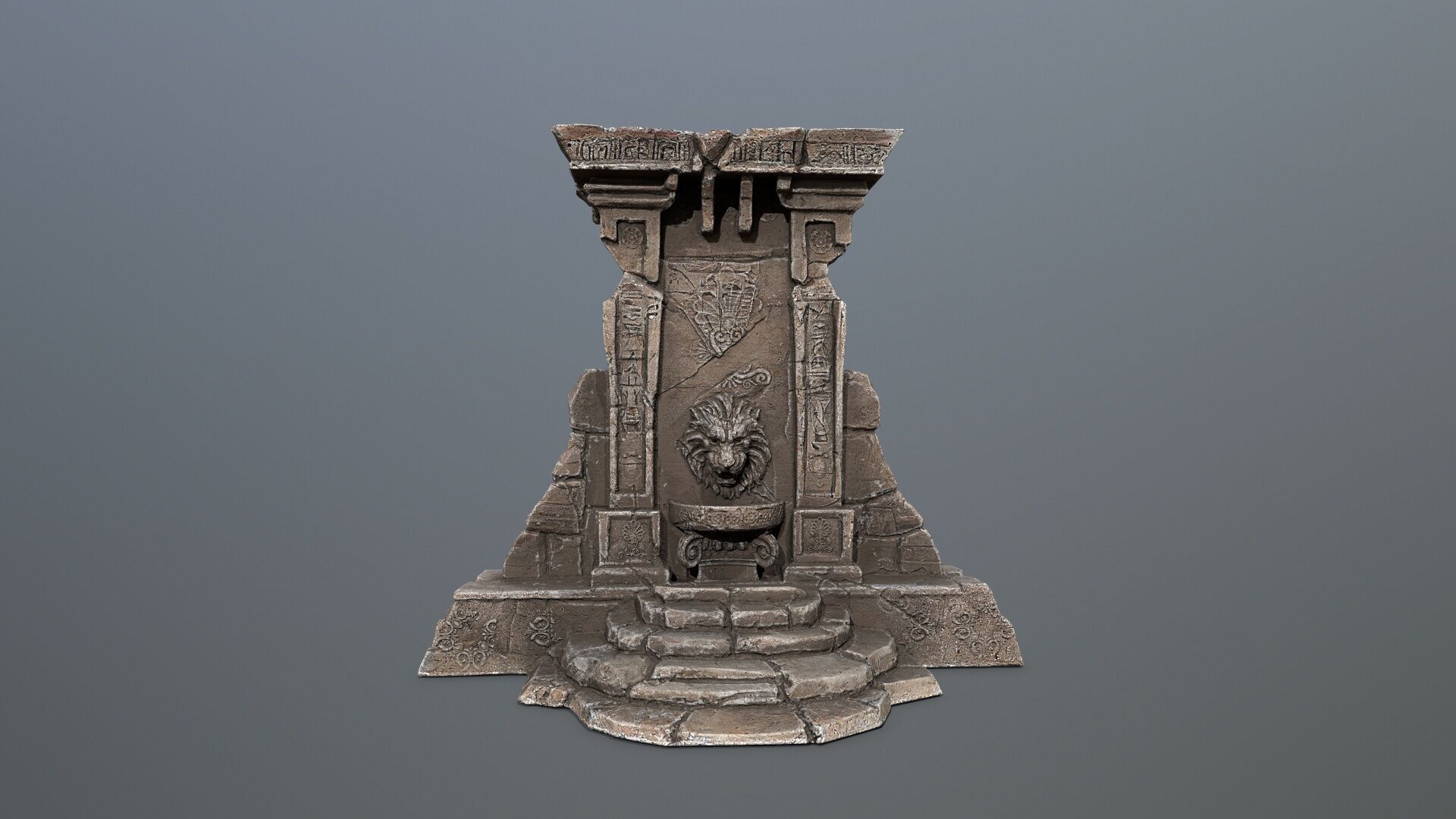 Lion fountain Low-poly 3D model_12