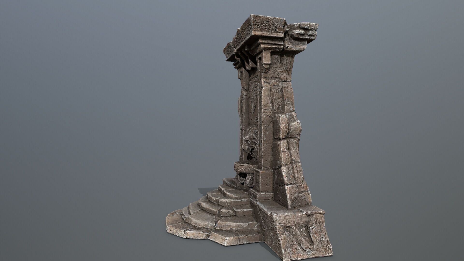 Lion fountain Low-poly 3D model_6