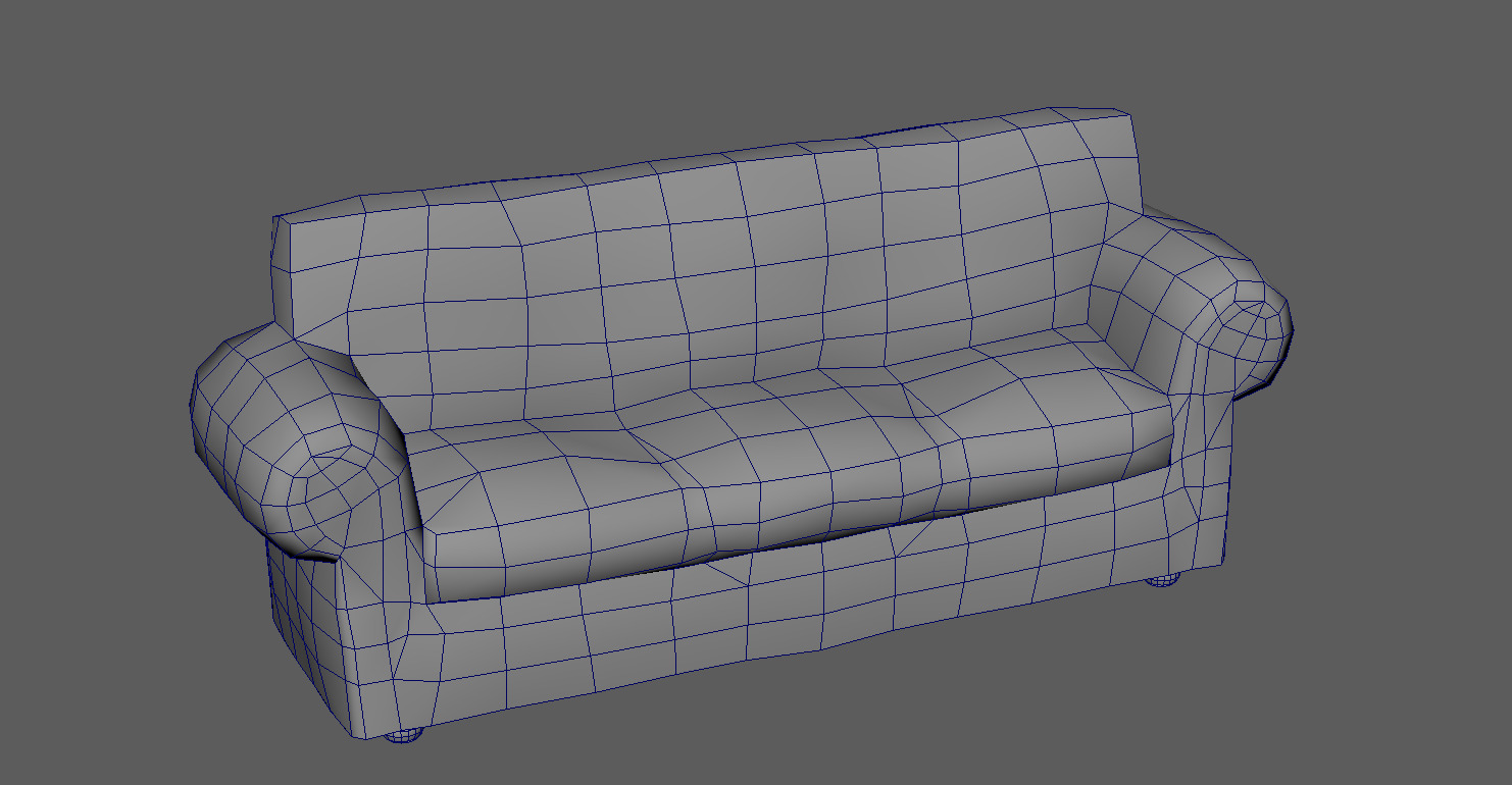 Leather sofa Low-poly 3D model_6