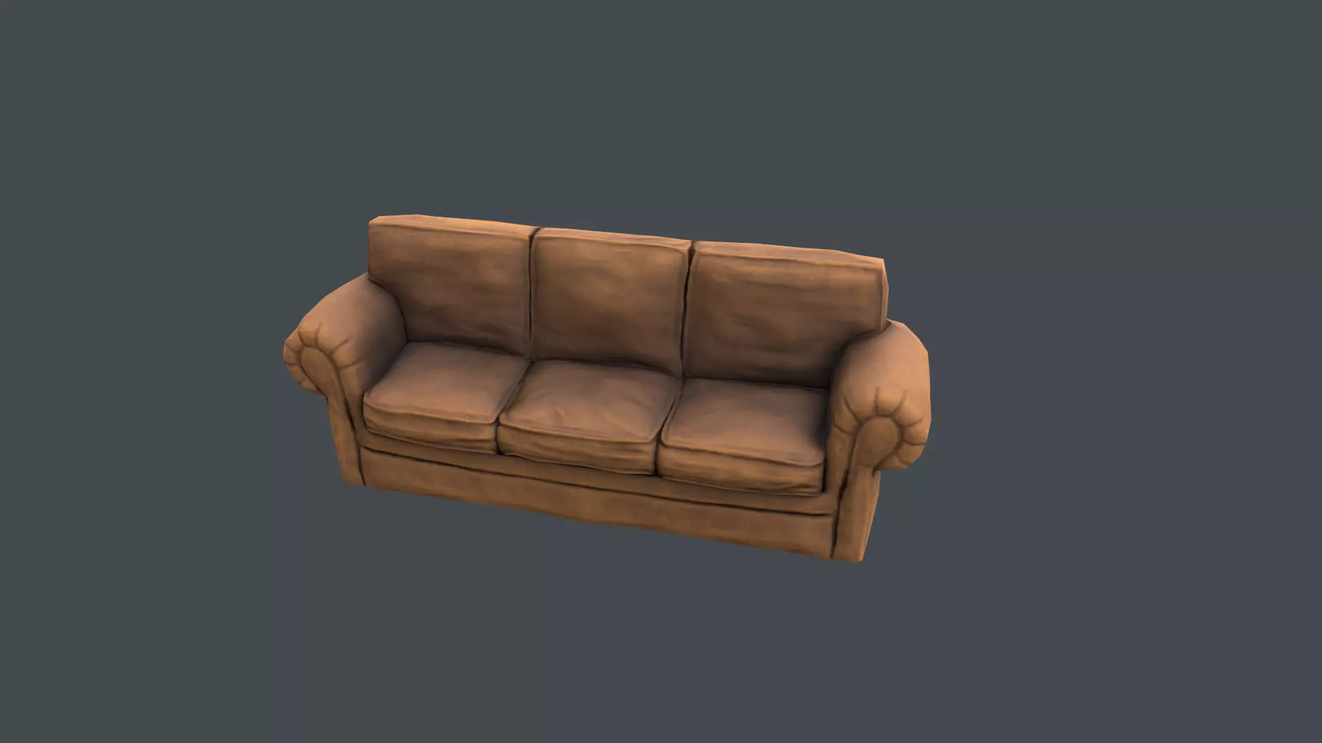 Leather sofa Low-poly 3D model_0