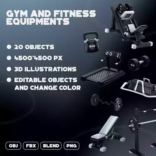 Stylized Gym and Fitness Set