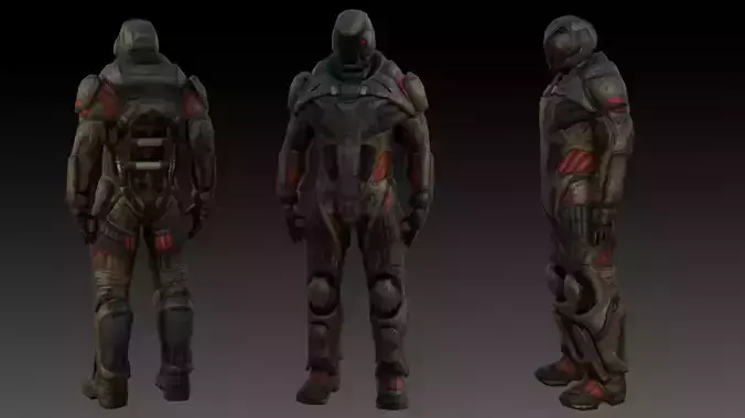 Futuristic Soldier 3D Model High-Quality Rigged