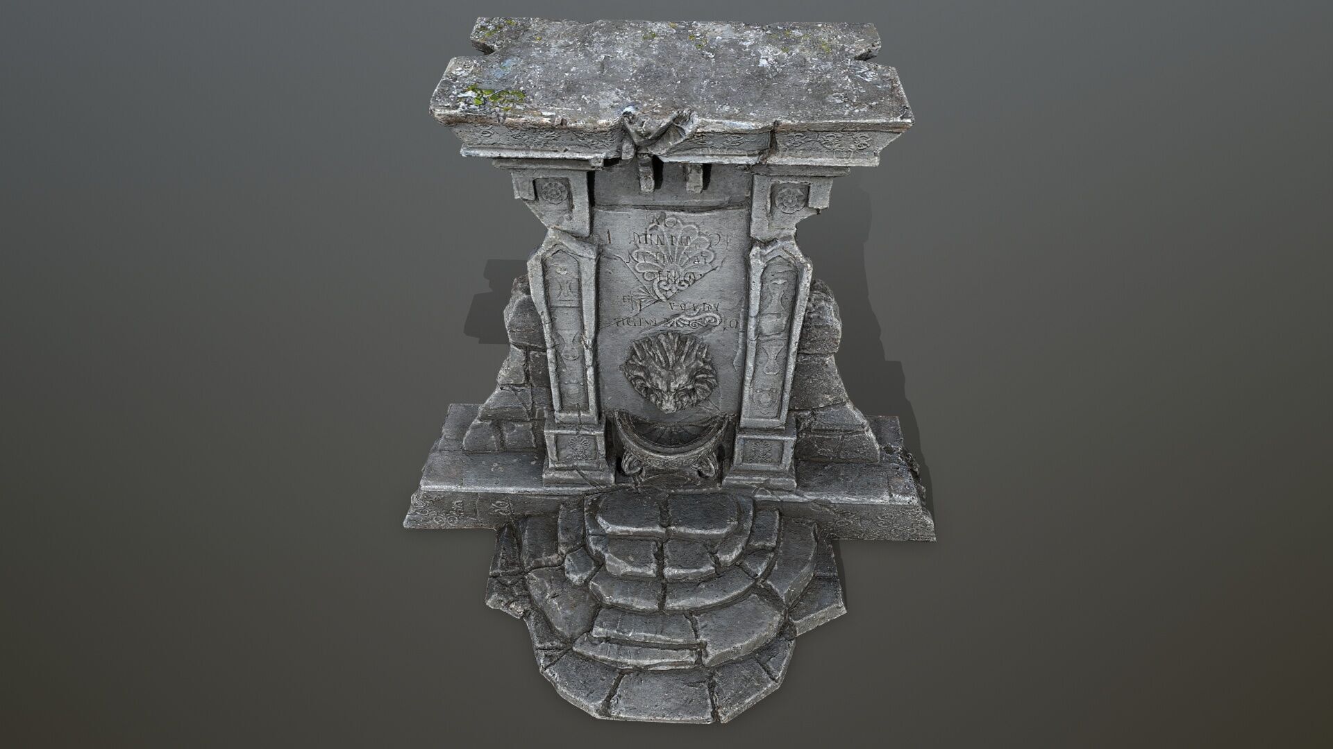 Lion fountain Low-poly 3D model_13