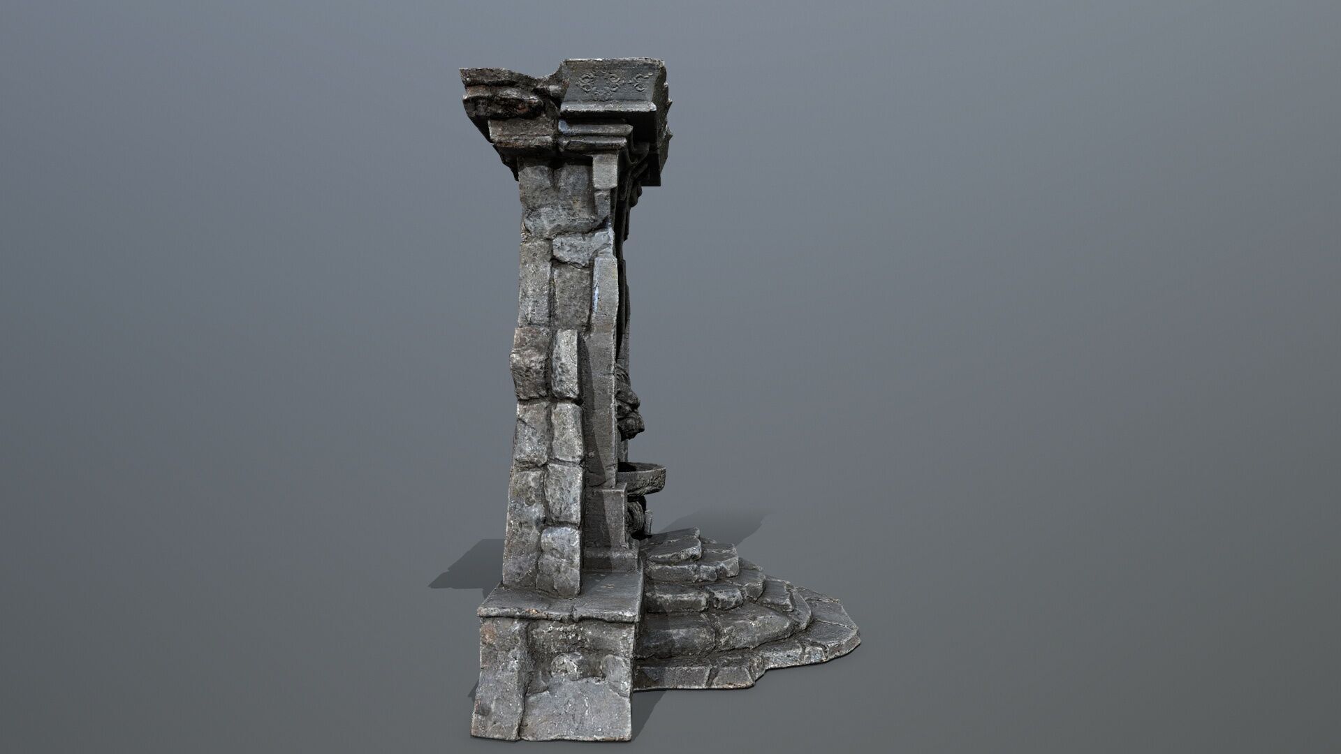 Lion fountain Low-poly 3D model_10