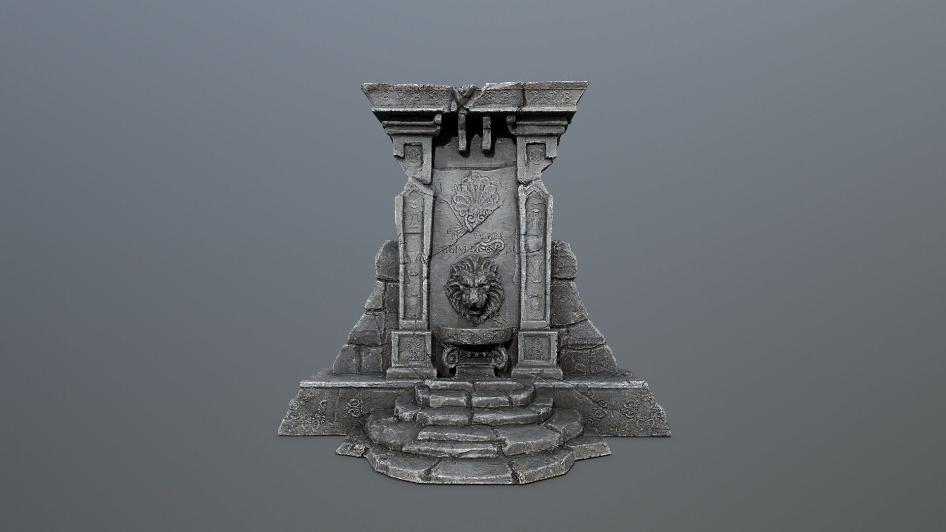Lion fountain Low-poly 3D model_12