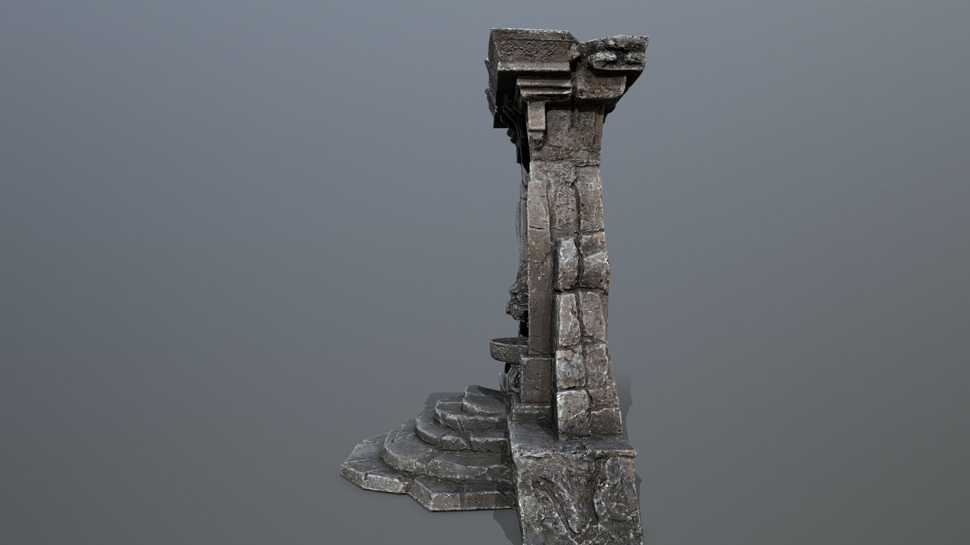 Lion fountain Low-poly 3D model_6