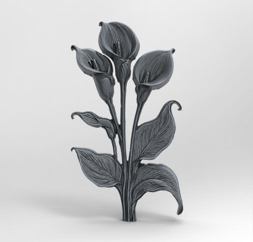 white calla lily with green leaves cnc  3D print model_2