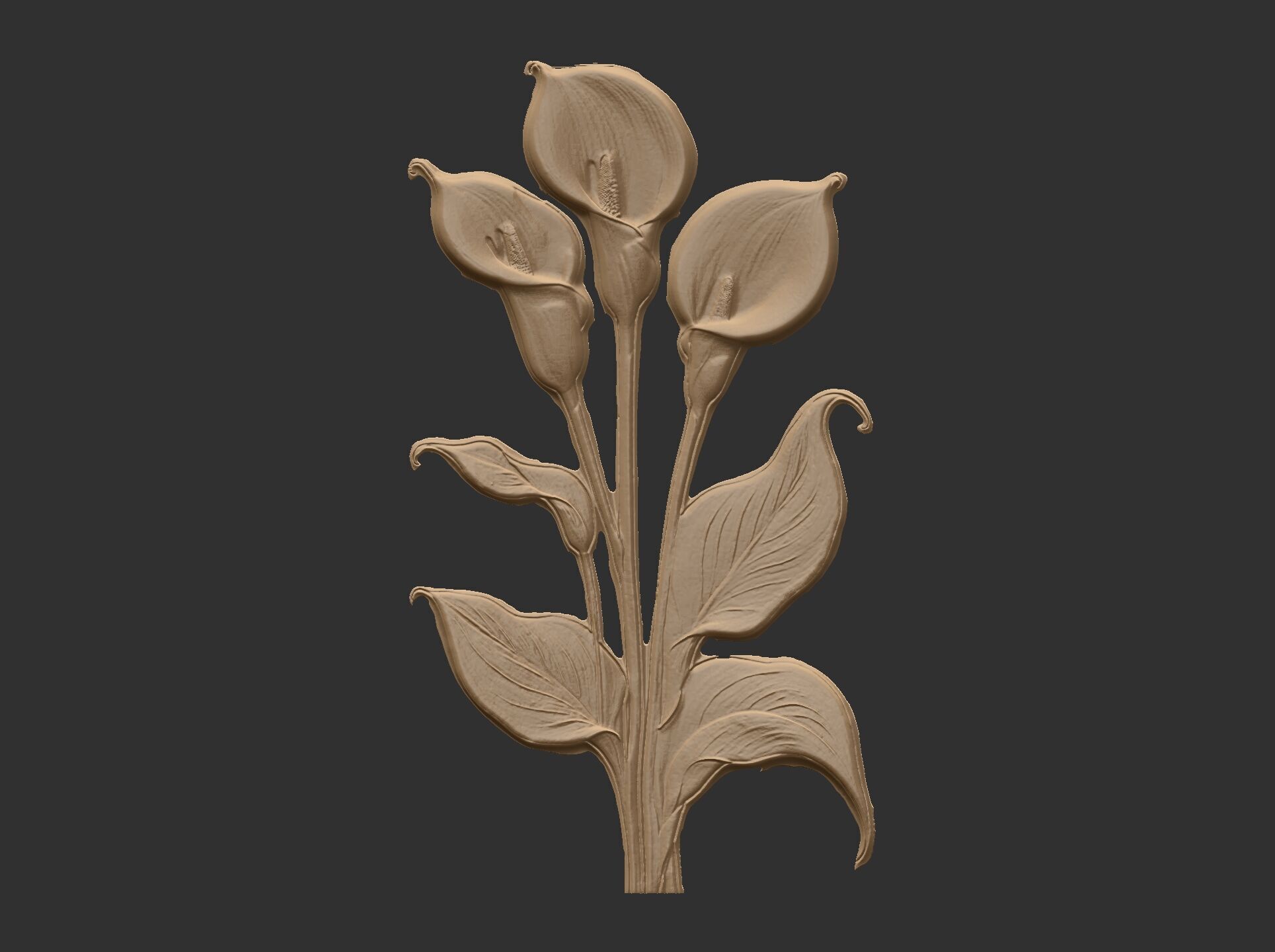 white calla lily with green leaves cnc  3D print model_18