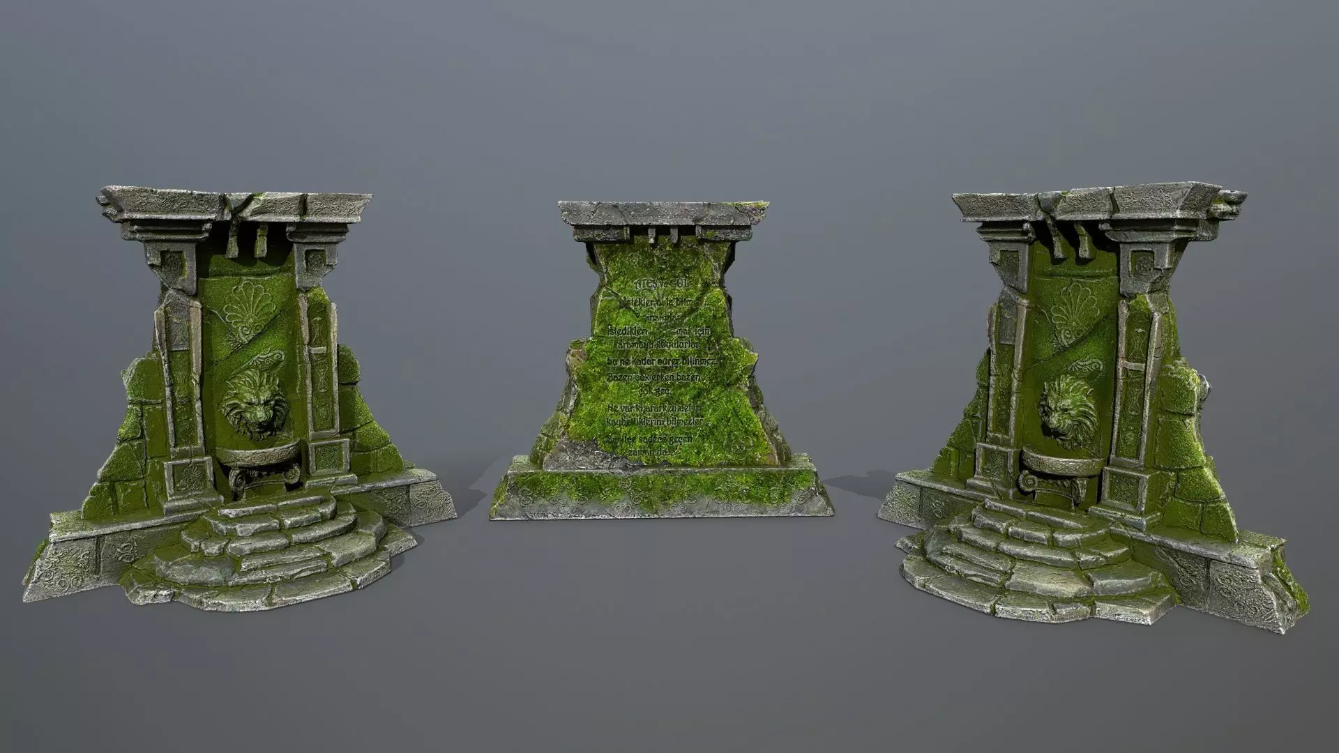 Lion fountain Low-poly 3D model