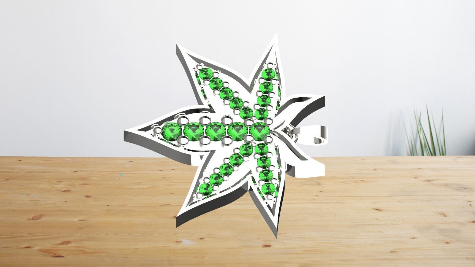 leaves emaral pendant 3D print model_2