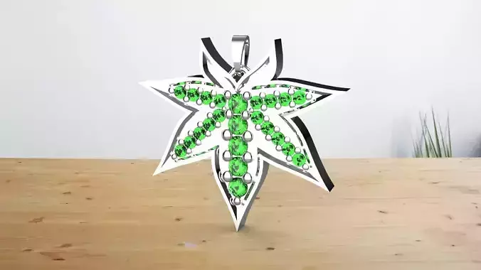 leaves emaral pendant 3D print model leaves emaral pendant 3D print model