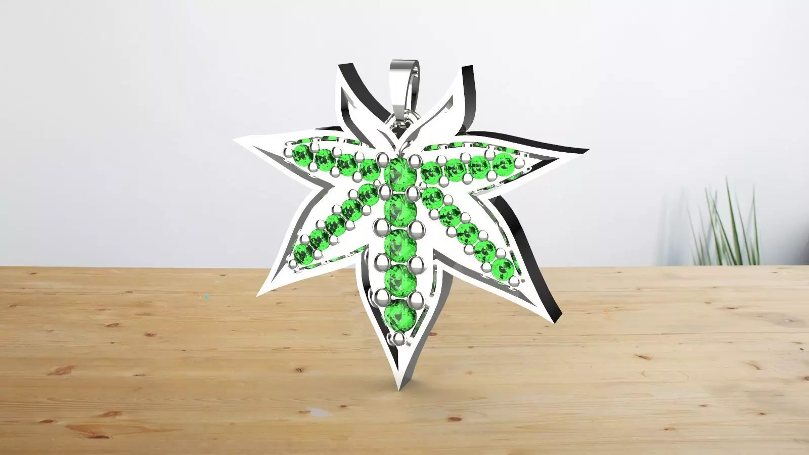 leaves emaral pendant 3D print model_0