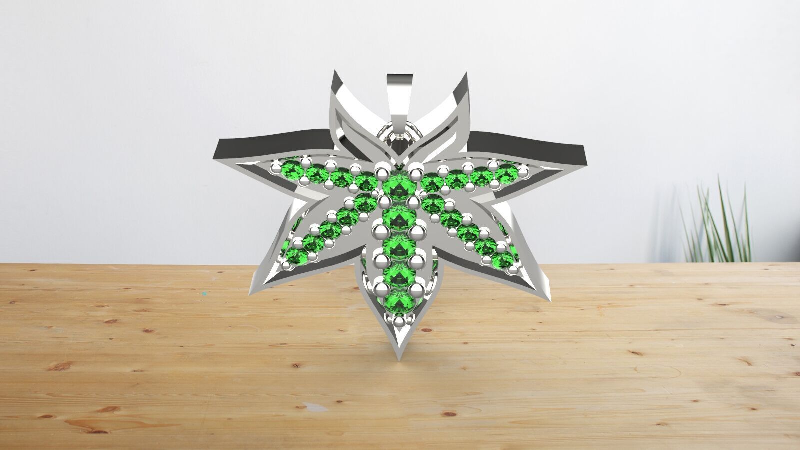 leaves emaral pendant 3D print model_4