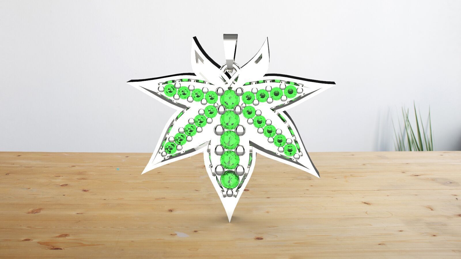 leaves emaral pendant 3D print model_7