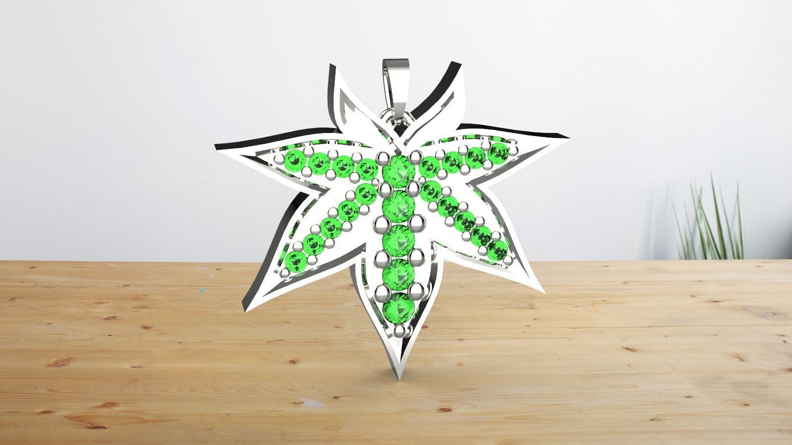 leaves emaral pendant 3D print model_6