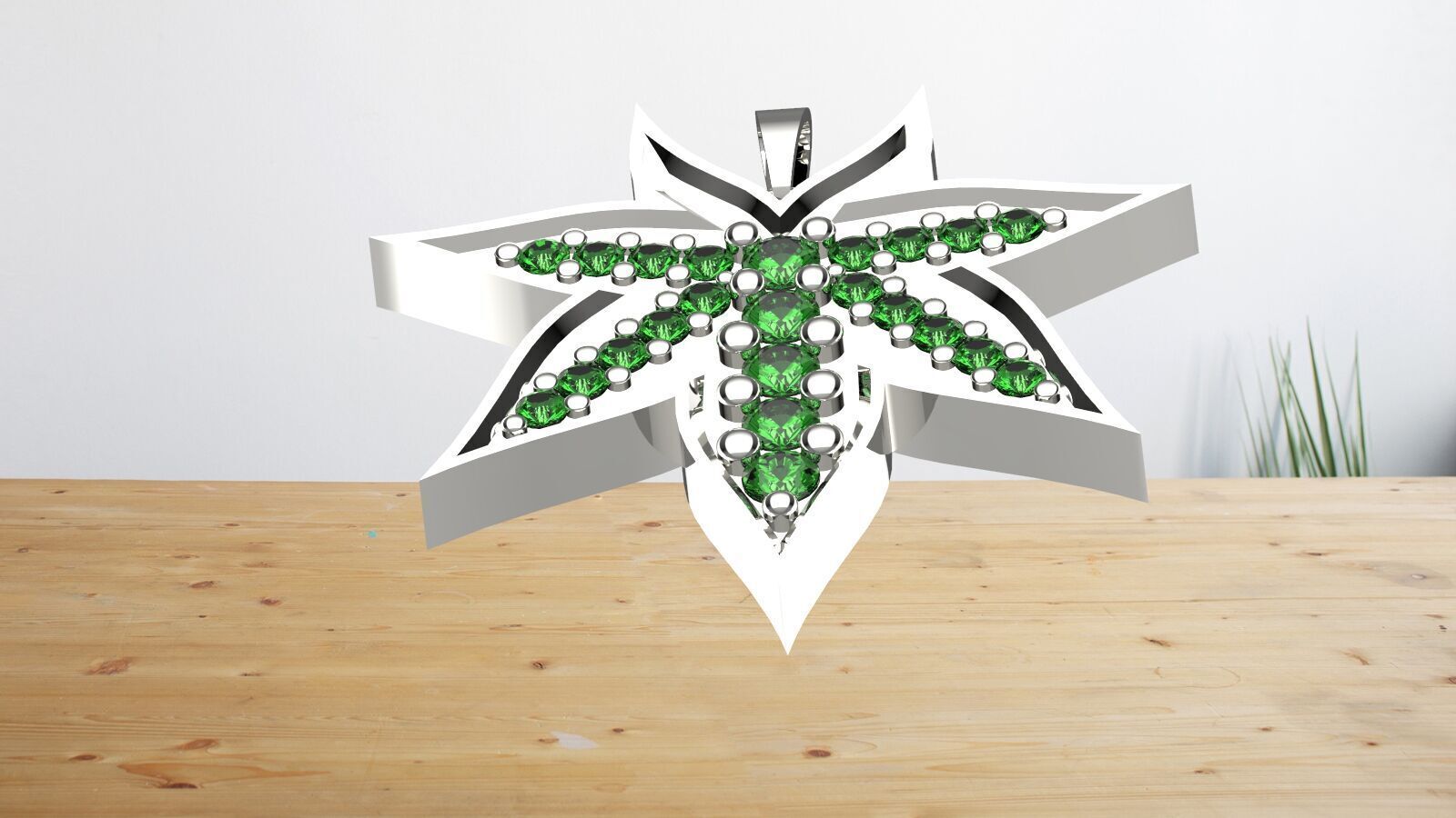 leaves emaral pendant 3D print model_1