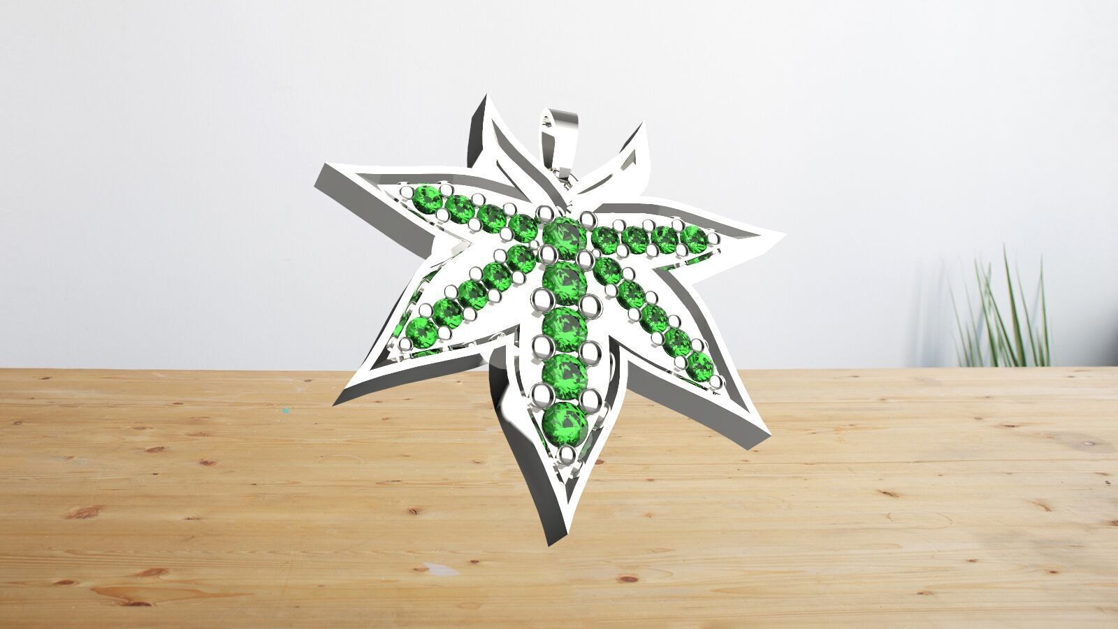 leaves emaral pendant 3D print model_10