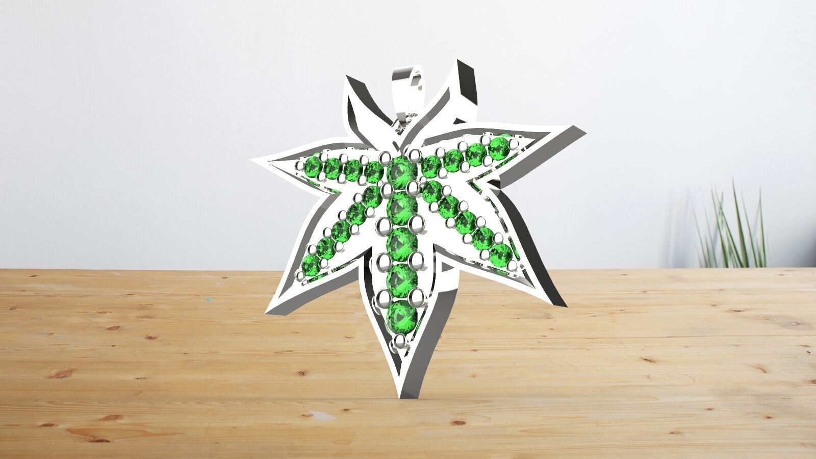 leaves emaral pendant 3D print model_8