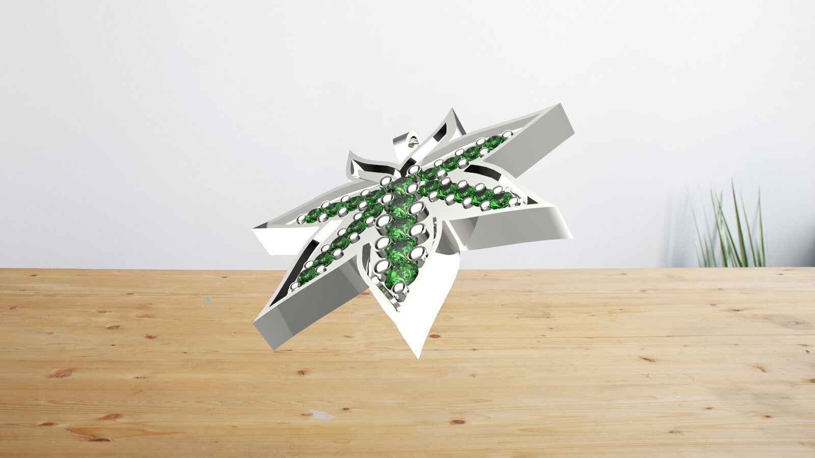 leaves emaral pendant 3D print model_3