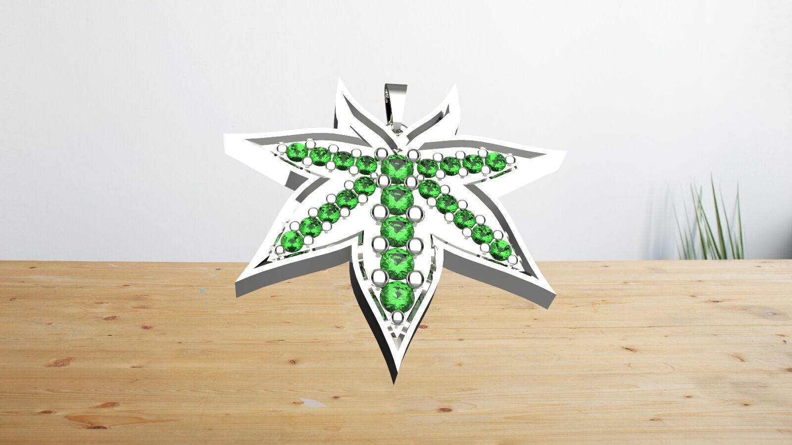 leaves emaral pendant 3D print model_11
