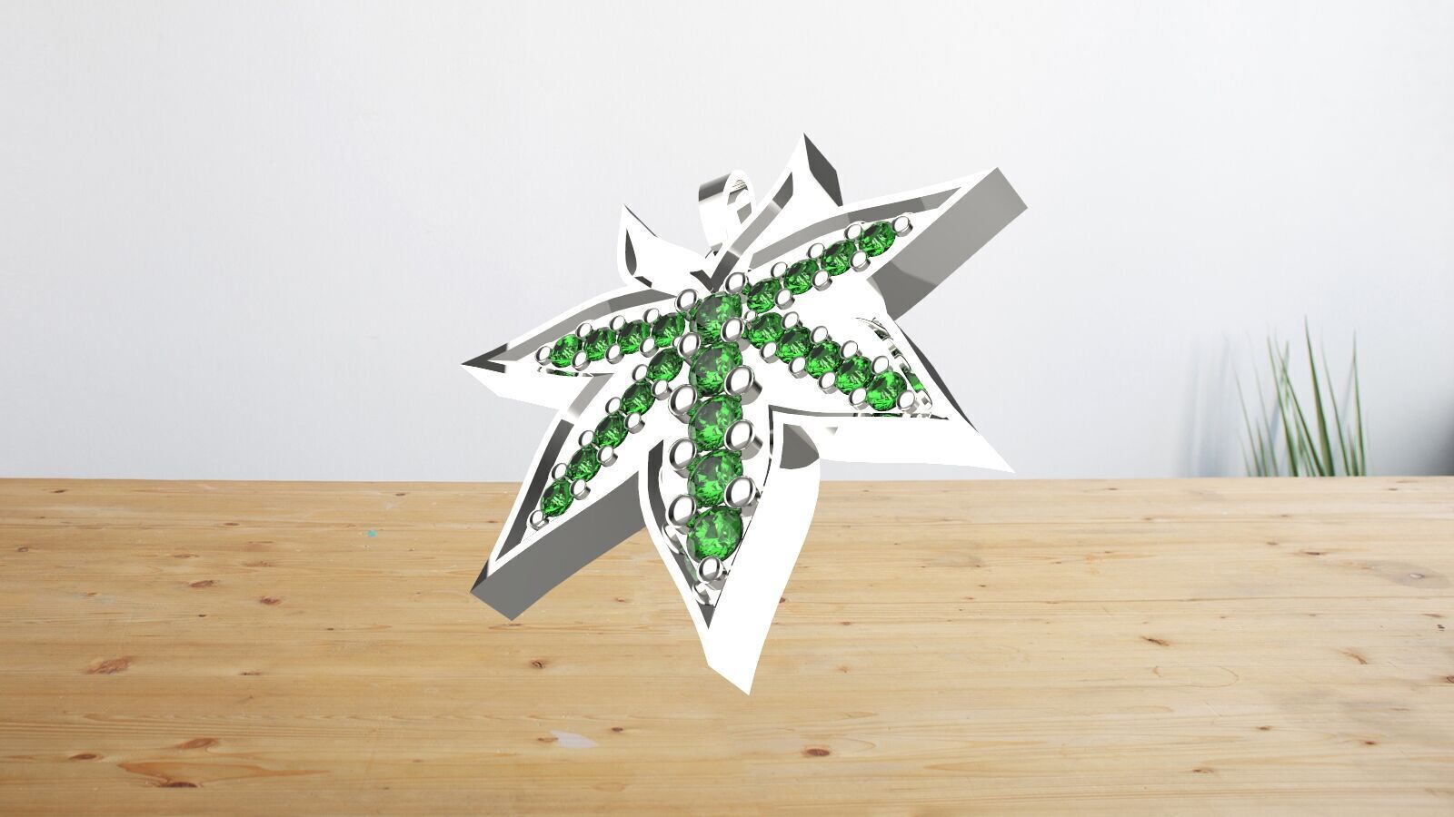 leaves emaral pendant 3D print model_9