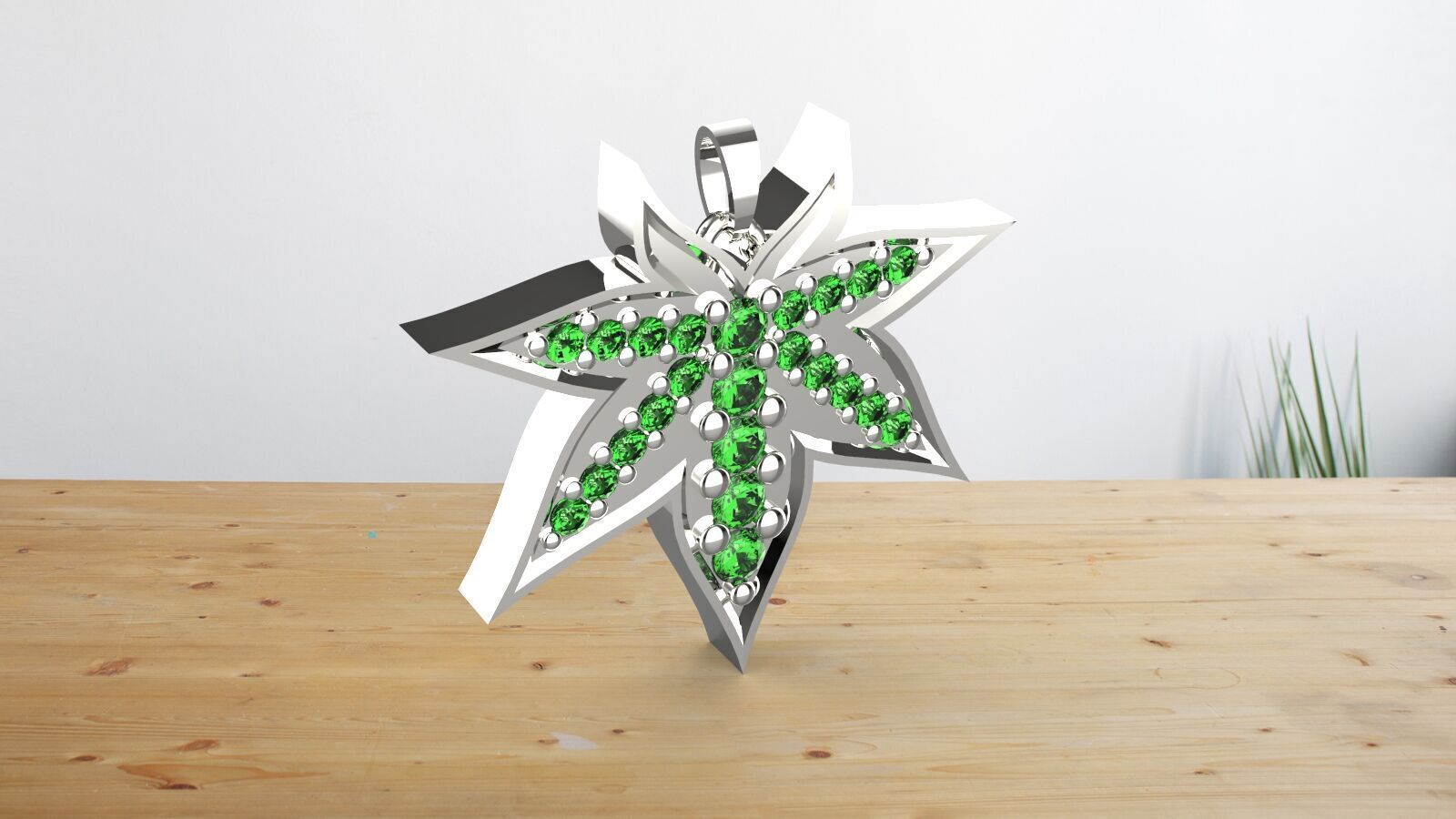leaves emaral pendant 3D print model_5