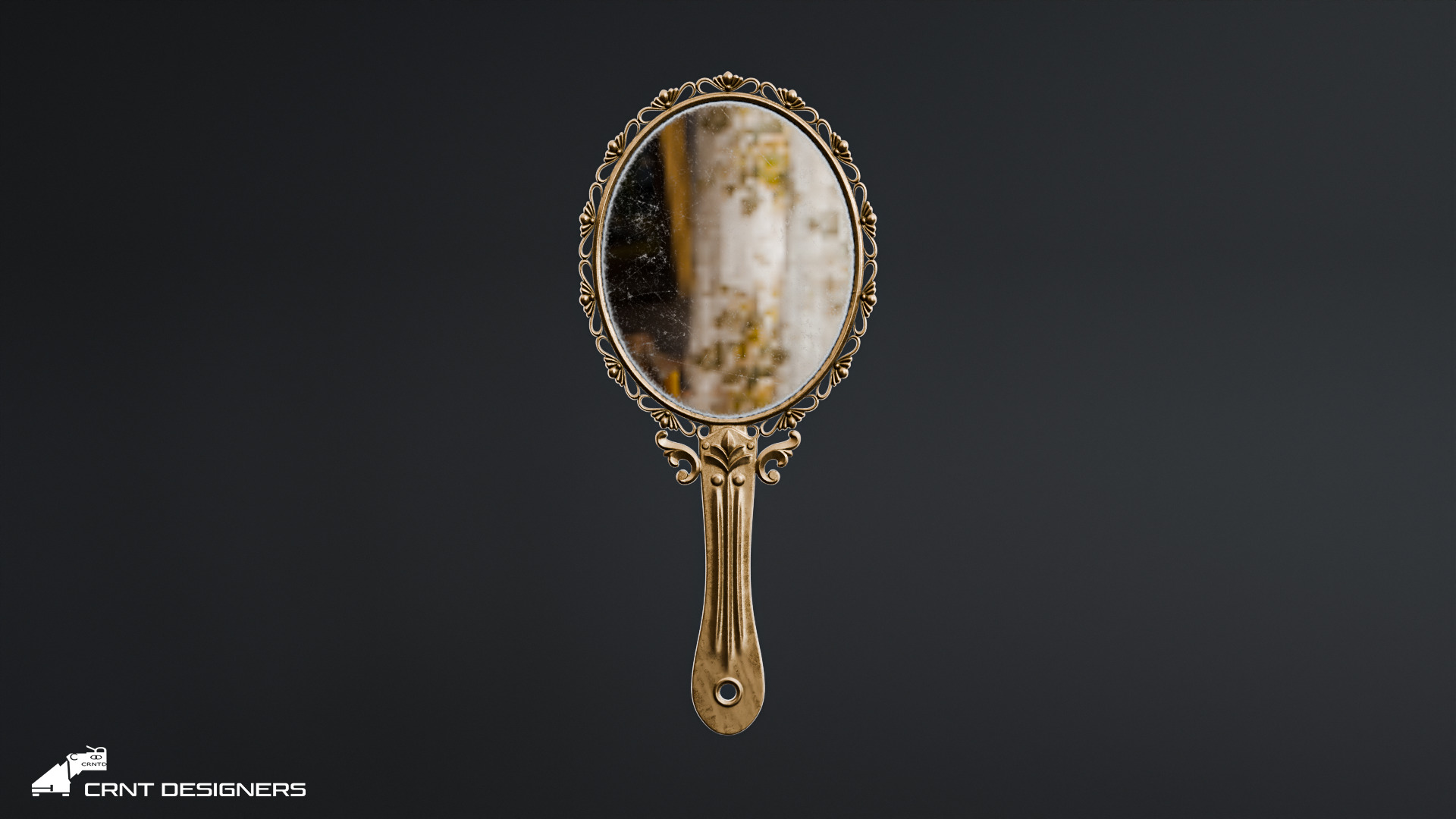 Vintage Hand Mirror  3D model_1