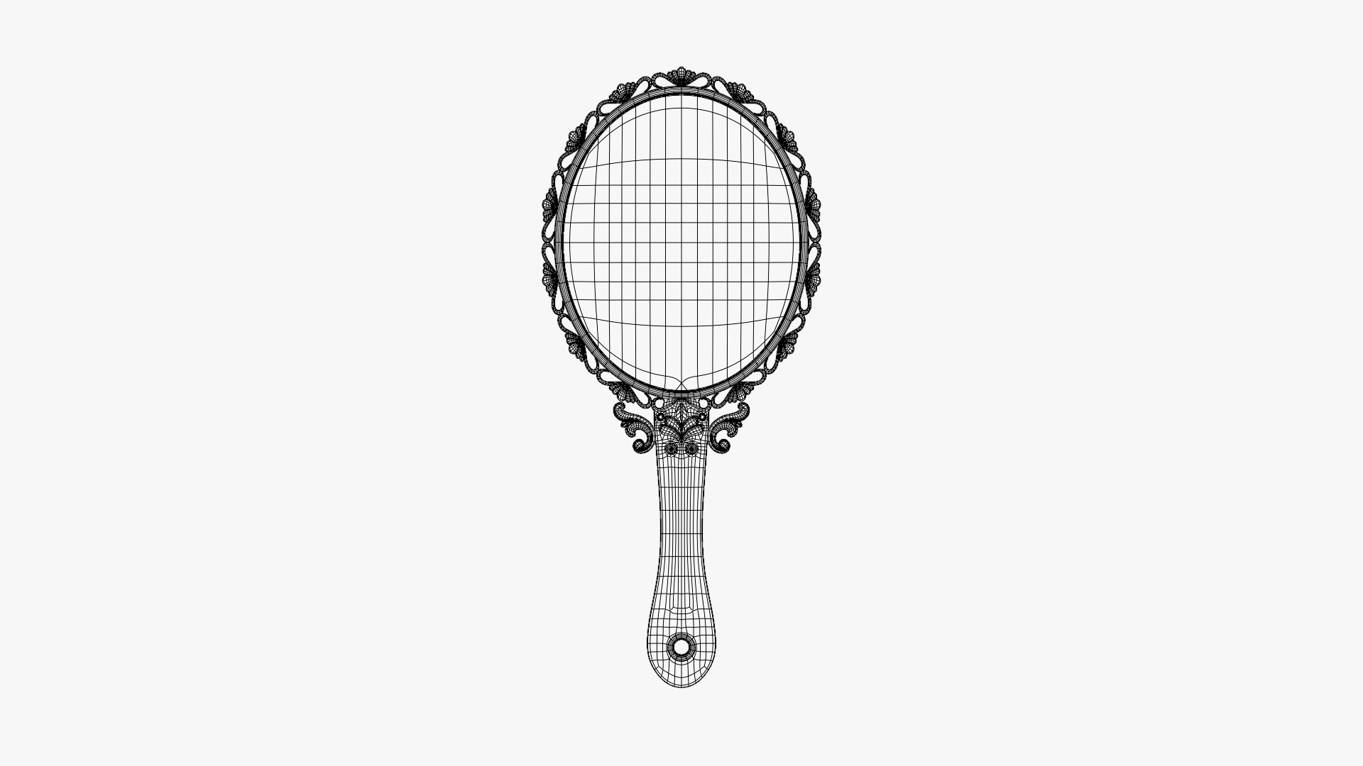 Vintage Hand Mirror  3D model_2