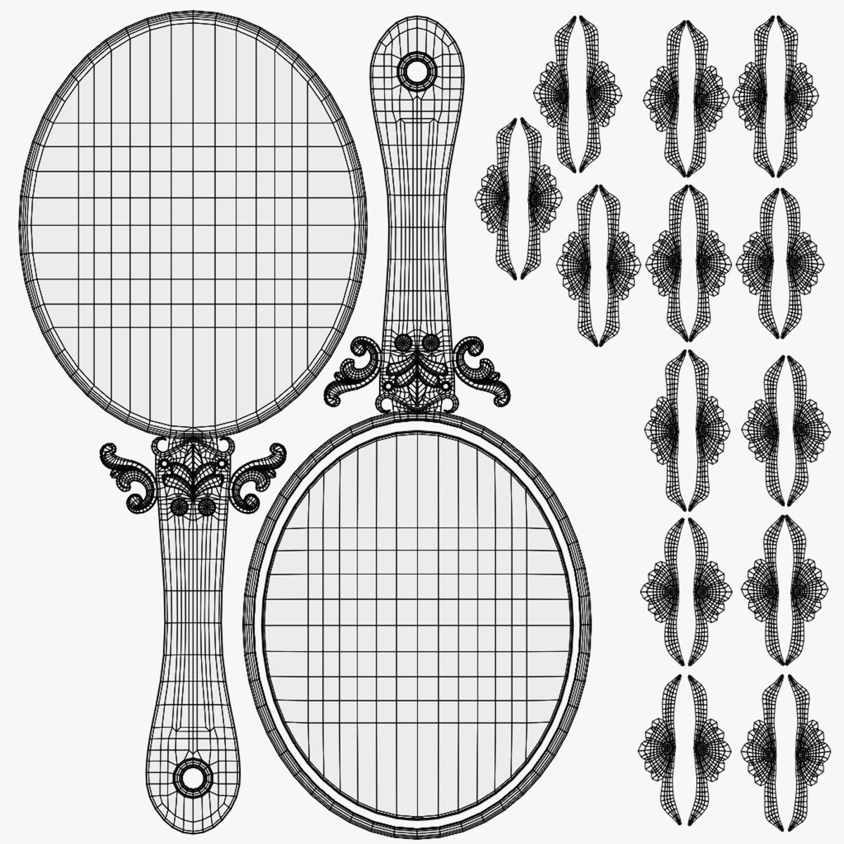 Vintage Hand Mirror  3D model_13