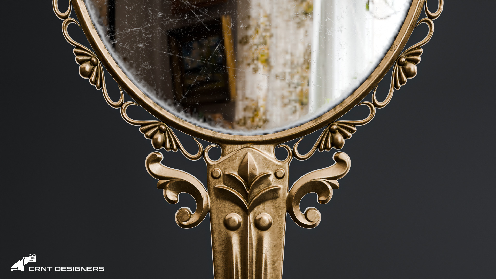 Vintage Hand Mirror  3D model_3