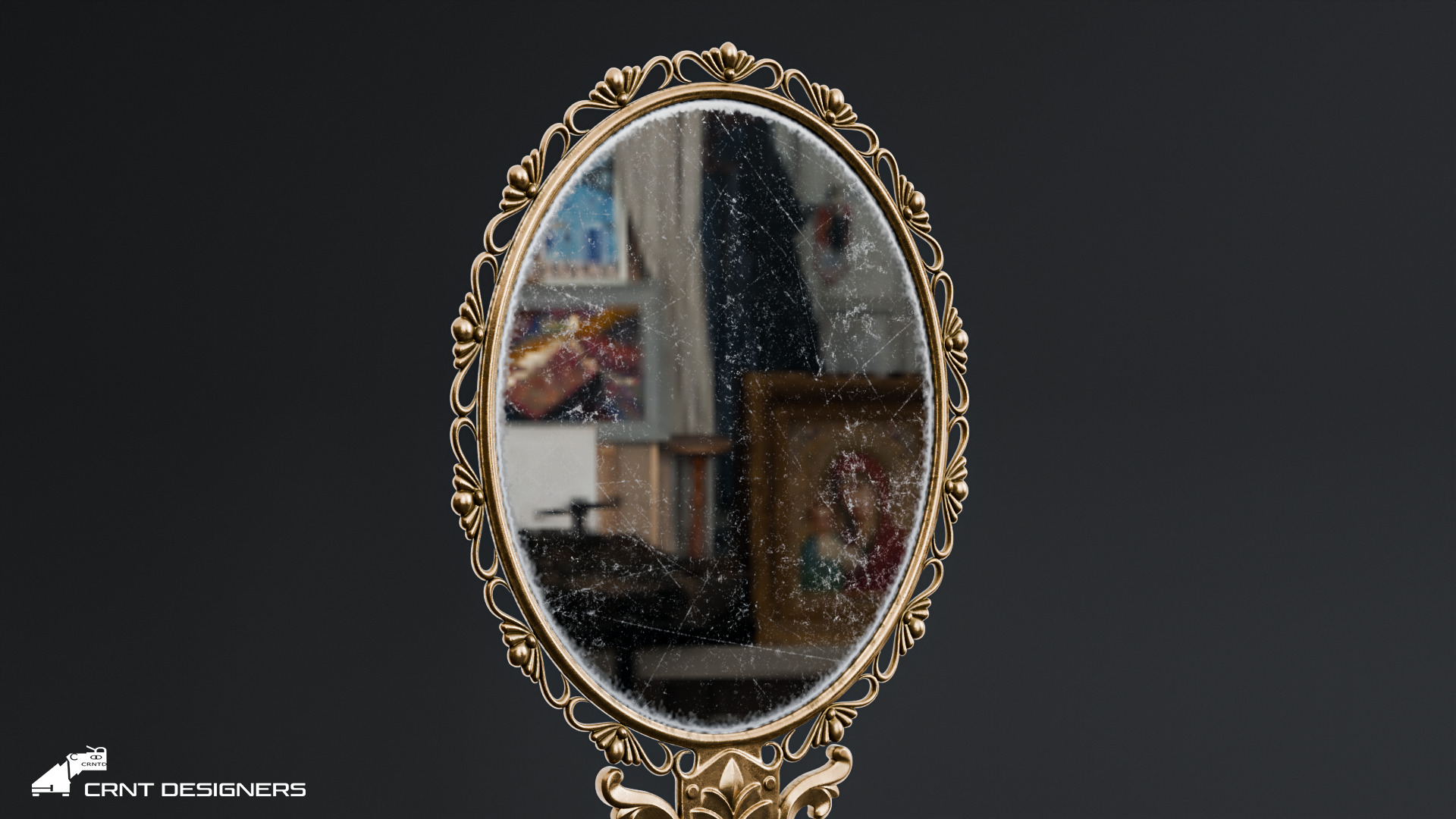 Vintage Hand Mirror  3D model_12