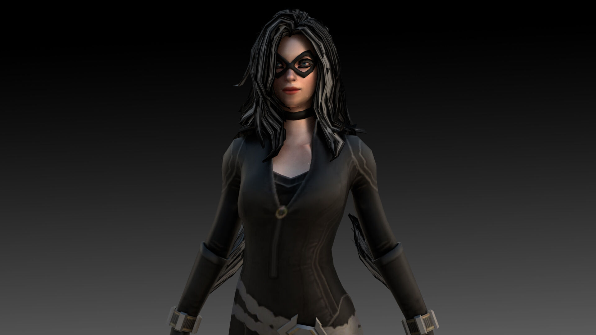 Black Cat Marvel 3D Model High-Quality Rigged Low-poly 3D model_3