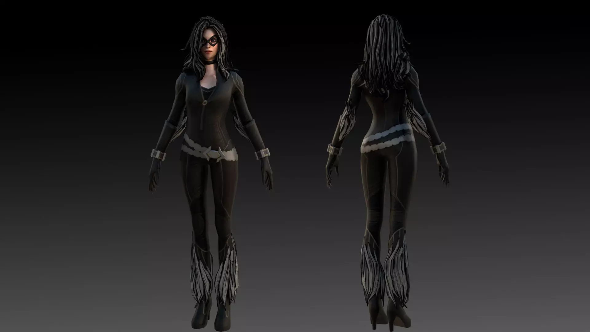 Black Cat Marvel 3D Model High-Quality Rigged Low-poly 3D model_0