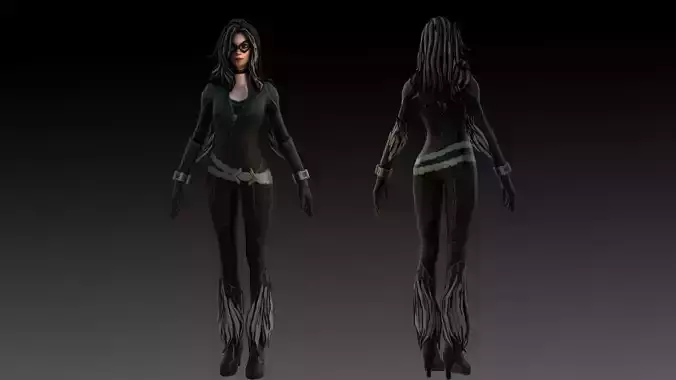 Black Cat Marvel 3D Model High-Quality Rigged Low-poly 3D model