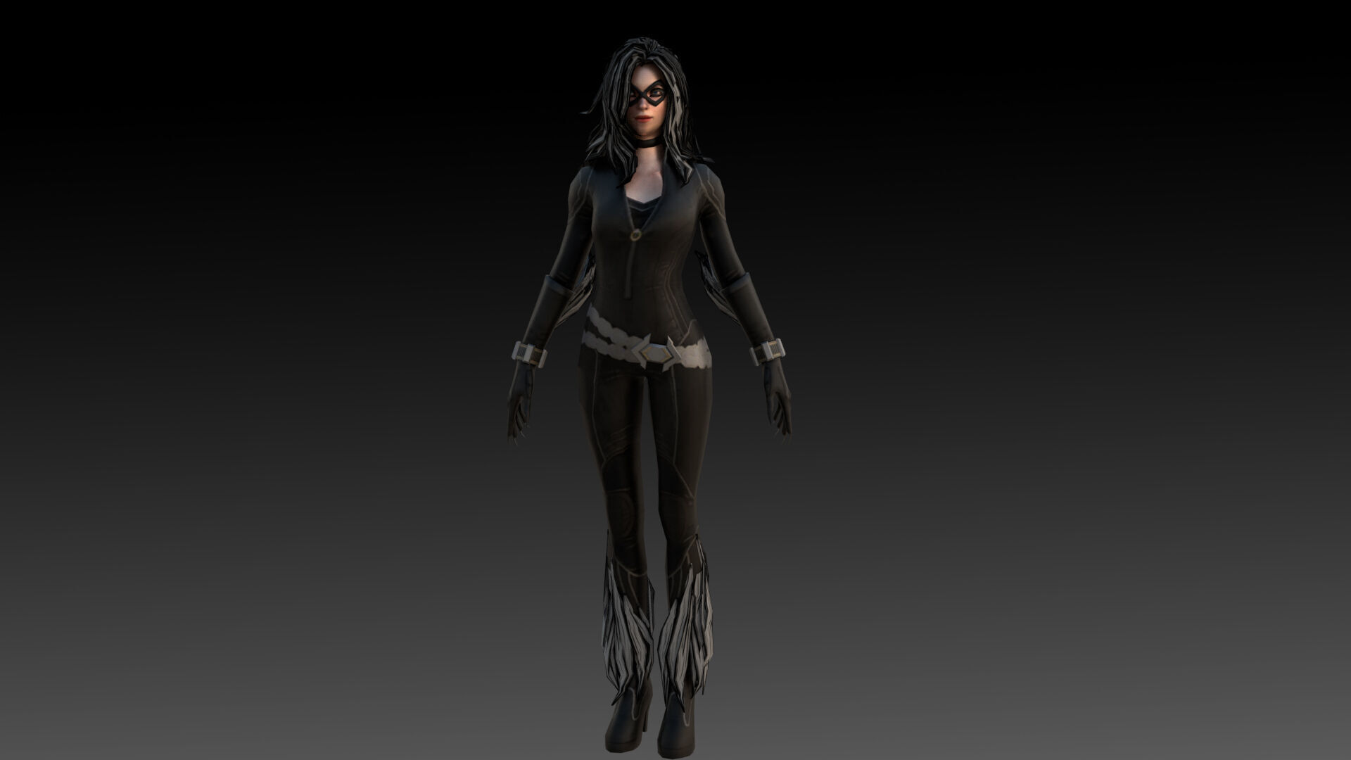 Black Cat Marvel 3D Model High-Quality Rigged Low-poly 3D model_8