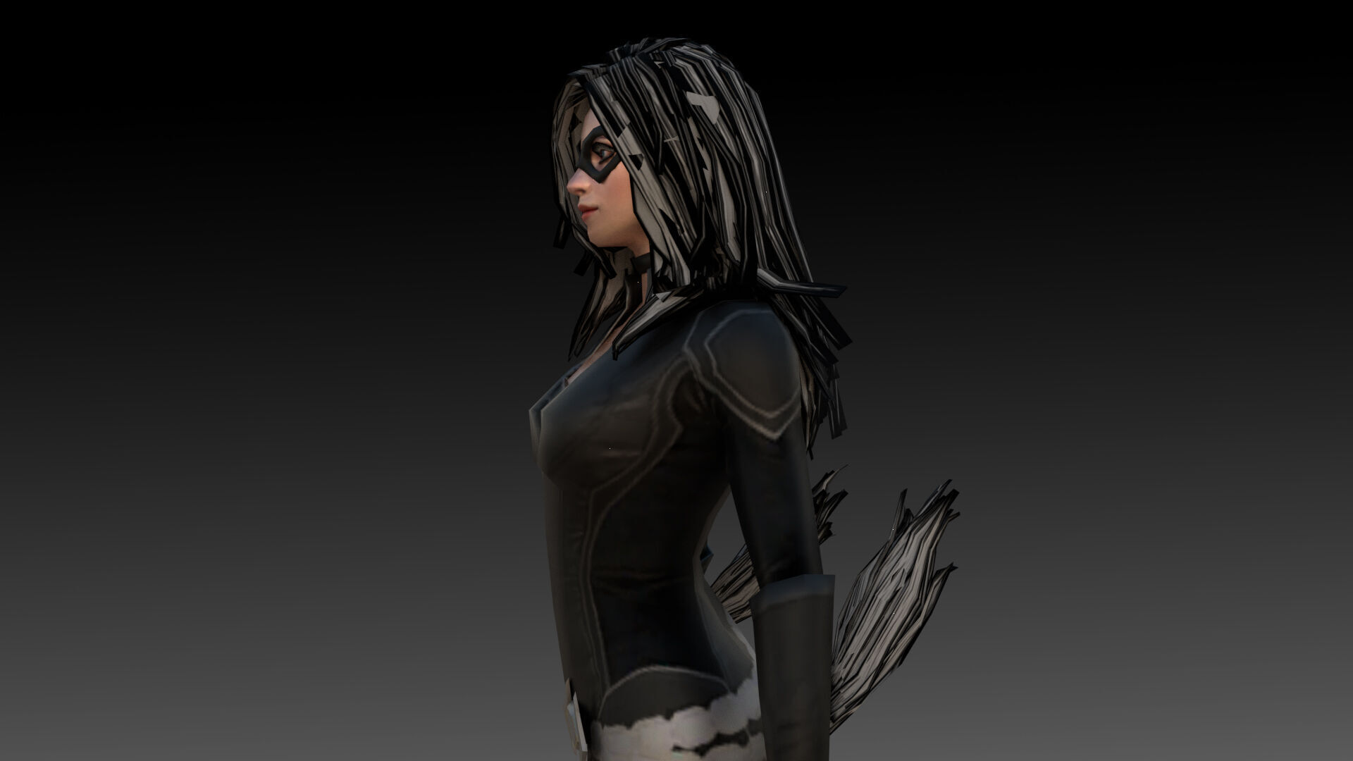 Black Cat Marvel 3D Model High-Quality Rigged Low-poly 3D model_5