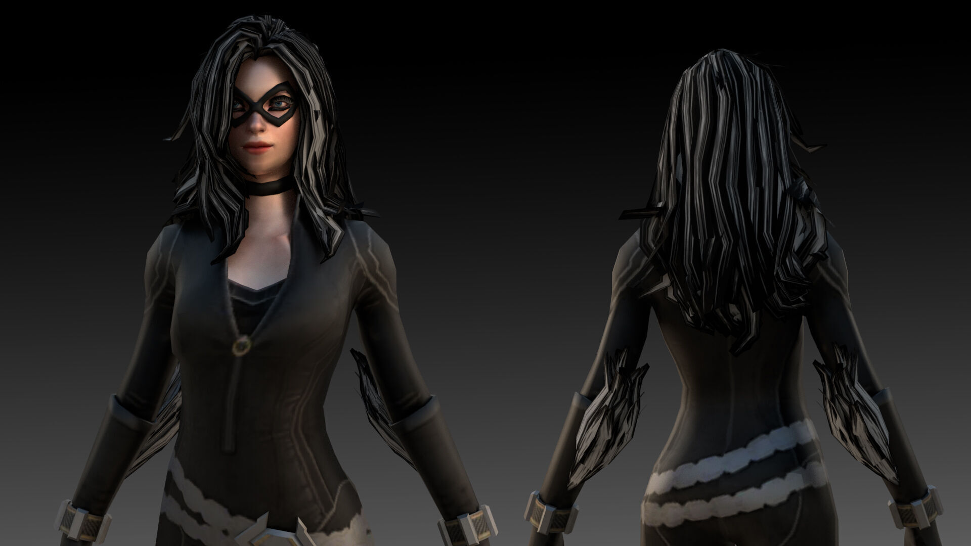Black Cat Marvel 3D Model High-Quality Rigged Low-poly 3D model_1