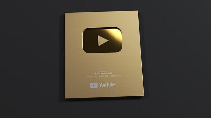 YouTube Gold play button Low-poly 3D model