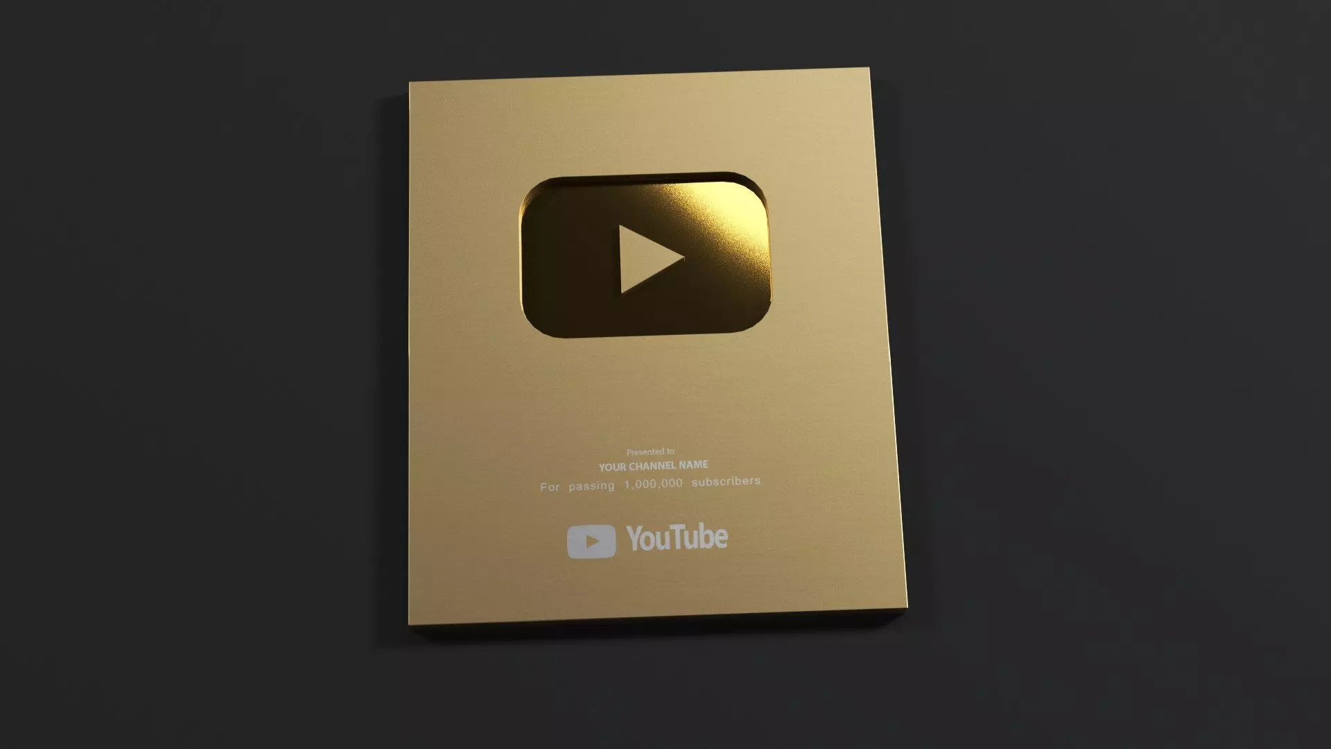 YouTube Gold play button Low-poly 3D model
