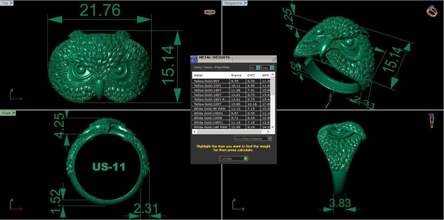 OWL RING 3D print model_4